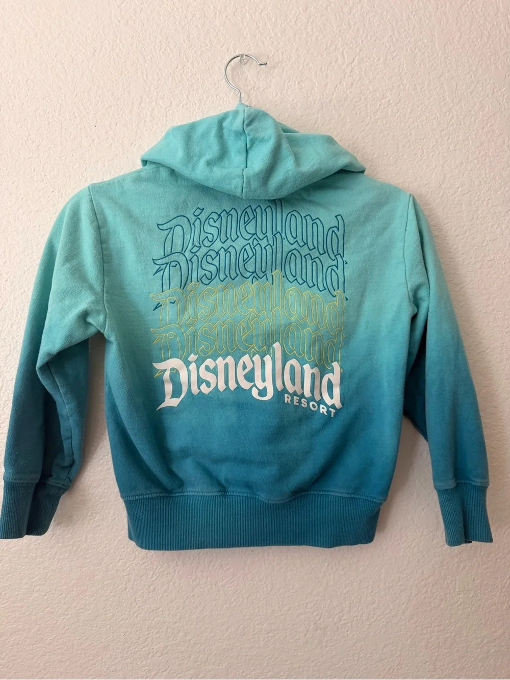 Disney Teal Ombre Zip Hoodie with Yellow 'D' Chest Logo